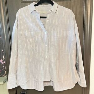 Everlane Light Gray Striped Shirt